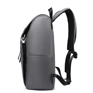 Minimalist dark gray waterproof backpack with ergonomic mesh straps and side pockets