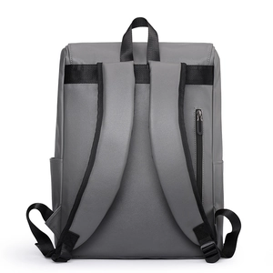 Minimalist grey large capacity men's backpack with waterproof texture and side pockets
