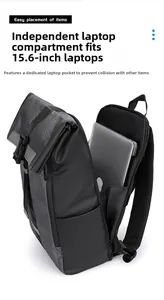 Vue du compartiment pour ordinateur 15,6 pouces dans le sac à dos professionnel étanche