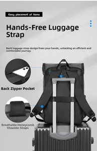Détail du sac à dos pour ordinateur avec sangle bagage et bretelles rembourrées