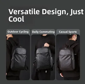 Collage vertical d'un sac à dos vintage en similicuir sur modèle pour trajet et cyclisme