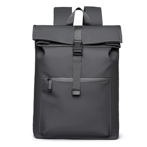 Sac à dos commuteur gris anthracite imperméable avec fermeture à boucle centrale