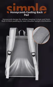 Détail du sac à dos gris avec panneau arrière en mesh respirant et bretelles rembourrées
