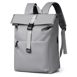 Sac à dos gris imperméable pour homme avec fermeture à boucle et bretelles ergonomiques