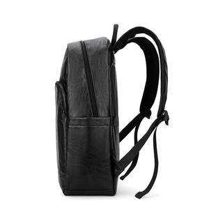Sac à dos professionnel pour homme en cuir PU noir avec compartiments multiples