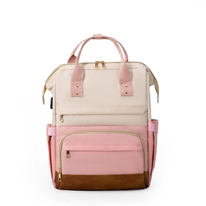 Sac à dos d'ordinateur étanche multi-poches en design tricolore avec port USB intégré