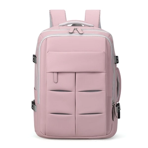 Zaino rosa per laptop impermeabile di grande capacità con spallacci e maniglie imbottite
