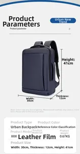 Detail view of business backpack dimensions 30x12x41cm and lightweight 0.67kg fabric