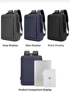 Three-color business backpacks in grey blue and black for laptops and office travel