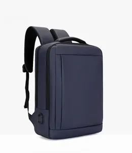Detail view of business backpack with external USB charging port and breathable mesh straps