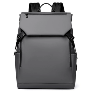 Casual Laptop Backpack Waterproof PU Leather Flap Buckle Design Business Travel School Minimalist For Men Unisex