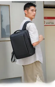 Macro detail of high-density nylon business backpack with reinforced handle and mesh pocket