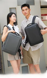 Outdoor shot of business backpacks in black and dark grey for travel and commuting