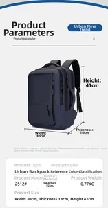Detailed dimension guide for the 30x18x41cm waterproof navy commuter backpack