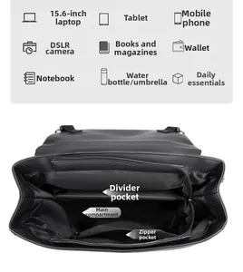 Internal structure of a 15.6-inch laptop backpack showing multi-pocket compartments