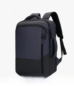 Side view of high-capacity business laptop backpack with waterproof oxford fabric
