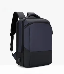 Detail view of large capacity business backpack with built-in USB charging port
