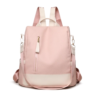 Women Fashion Woven Backpack Multi Functional Lightweight Nylon Synthetic Leather Travel Shoulder Bag Casual Daypack For School Office