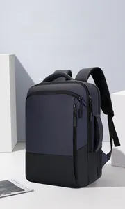 Detail of multi-functional business laptop backpack with side handle and waterproof fabric