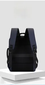 Ergonomic breathable mesh back and S-shaped padded shoulder straps on blue backpack