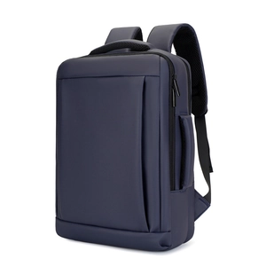 Waterproof navy blue business backpack for travel and laptop commuting with mesh straps
