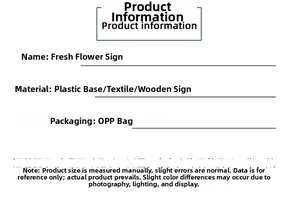 Detailed chart showing plastic base, cloth, and wood board materials of the flower wreath