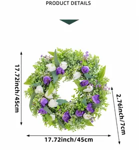 Τεχνικό σχέδιο για στεφάνι τουλίπας 45cm με λεπτομέρειες διαστάσεων και βάρους