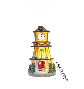Size specifications and weight details for the LED Christmas resin clock tower ornament