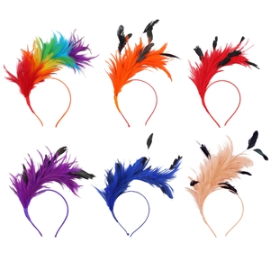 Lot de six serre-têtes en plumes colorées pour fêtes de festival et bals costumés