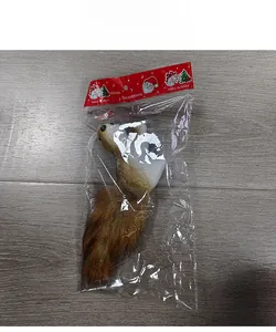 Christmas squirrel ornament in clear packaging with festive red header card and reindeer motif