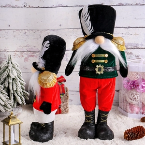 Lot de nains de Noël soldats avec jambes extensibles et uniformes en velours