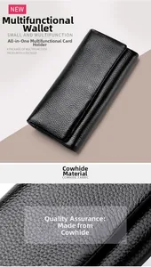 Vue macro de la texture du cuir de vachette noir sur un portefeuille multifonction
