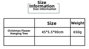 Size specifications for velvet Christmas flower upside down tree 45x90cm decoration
