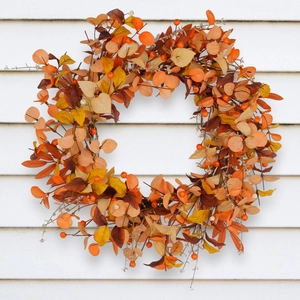 Ghirlanda Autunnale Artificiale di Foglie di Acero Con Bacche per Porta d'Ingresso Ringraziamento Halloween Decorazione Murale Casa