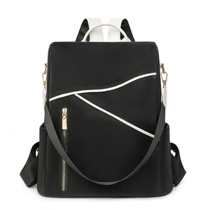 Women PU Leather Backpack Large Capacity Geometric Contrast Color Anti-Theft Travel School Bags For College Students