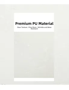 Macro shot of waterproof white PU leather texture with water droplets on backpack