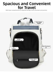 Detailed top view of a large capacity backpack interior showing multiple pockets and compartments