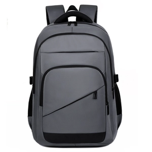 Men's large business casual backpack in dark grey oxford cloth for travel and commuting