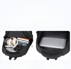 Detail view of large capacity interior with laptop compartment and multi-pocket storage