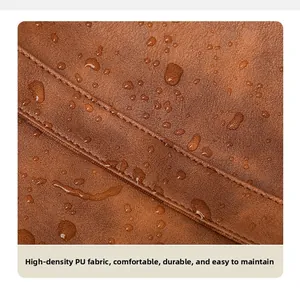 Detailed macro of waterproof high-density PU leather fabric with water droplets on backpack