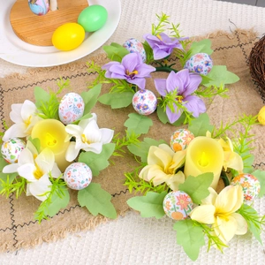 Ostereier-Kranz-Kerzenhalter mit künstlichen Lilien und festlichem Blätterdekor