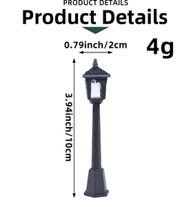 Especificaciones de tamaño para una farola vintage negra en miniatura de 10 cm