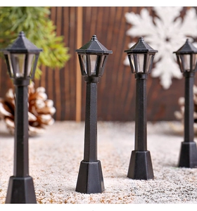 Set de farolas negras miniatura para coronas de Navidad y decoración de paisajes