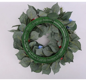 Close-up of the durable plastic back frame and assembly of the floral door wreath