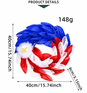 Detail of bald eagle wreath for July 4th with mesh dimensions 40x40cm 15.74 inch
