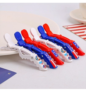 Detail of 6pcs US Flag alligator clips with stars and stripes patterns for July 4th decor