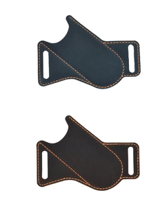 Macro shot of durable leather knife sheath with reinforced stitching for tactical belts