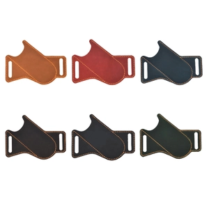 Handmade crazy horse leather folding knife sheath set in six vintage colors for EDC belts