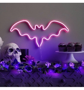 Pink bat neon light sign with LED strip for Halloween party and wall decoration