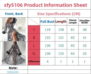 Detailed size chart for leopard print robe with chest, length, and sleeve measurements